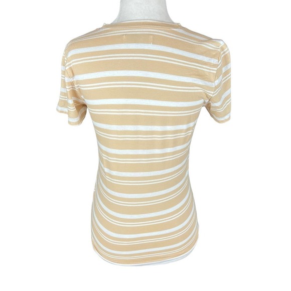 HOLLISTER CASUAL STRIPED SHORT SLEEVE EMBROIDERED CREW NECK BROWN SIZE XS - Picture 4 of 11